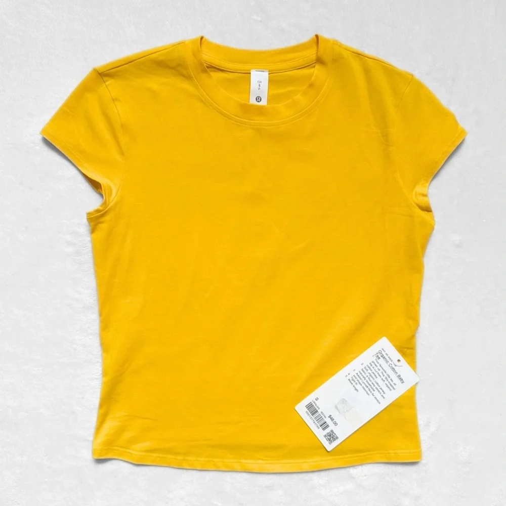 NWT Lululemon Organic Cotton Baby Tee – Yellow – Size S - Picture 2 of 7